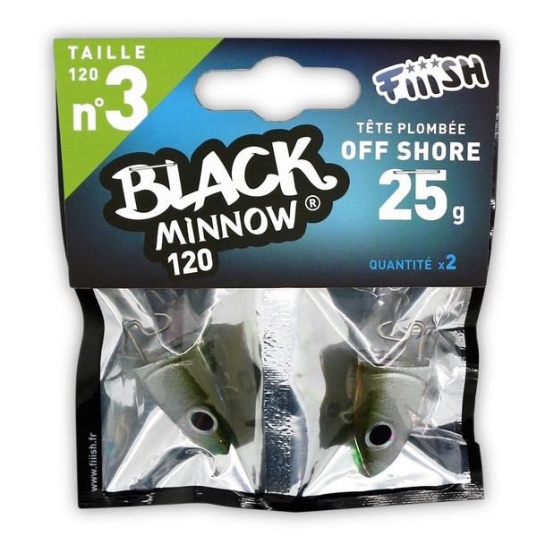 Fiiish Black Minnow BM120/3 BM002 Jig Head Offshore 25gr Khaki