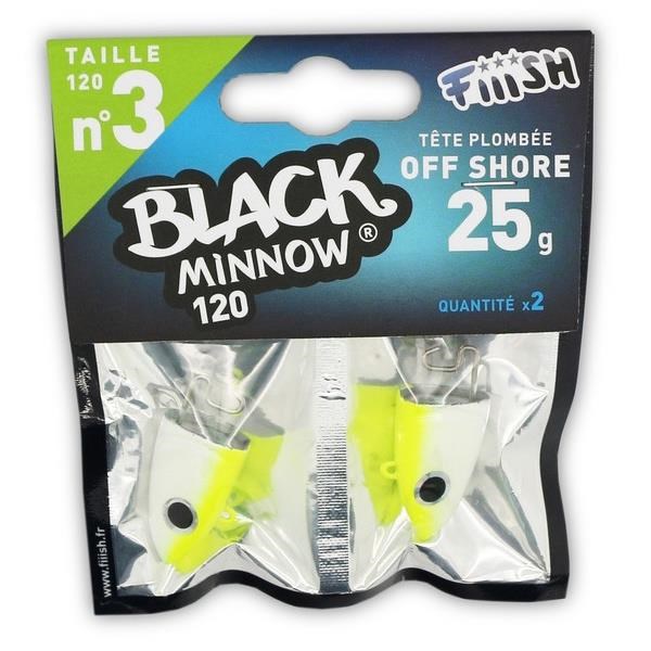 Fiiish Black Minnow BM120/3 BM195 Jig Head Offshore 25gr Fluo Yellow