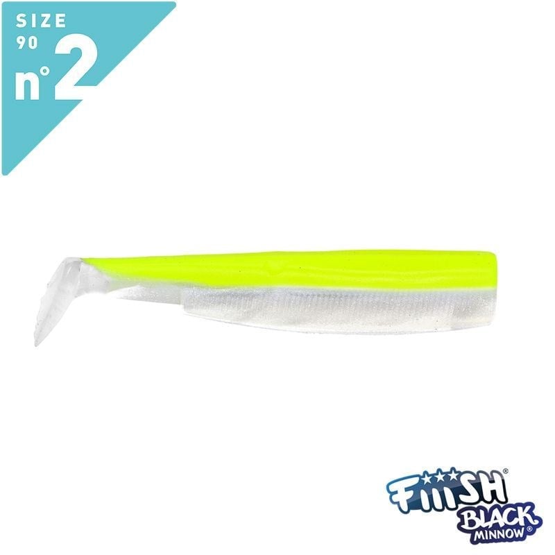 Fiiish Black Minnow BM90/2 BM534 3 X Corps (Gövde) 9cm Jaune Fluo Blanc