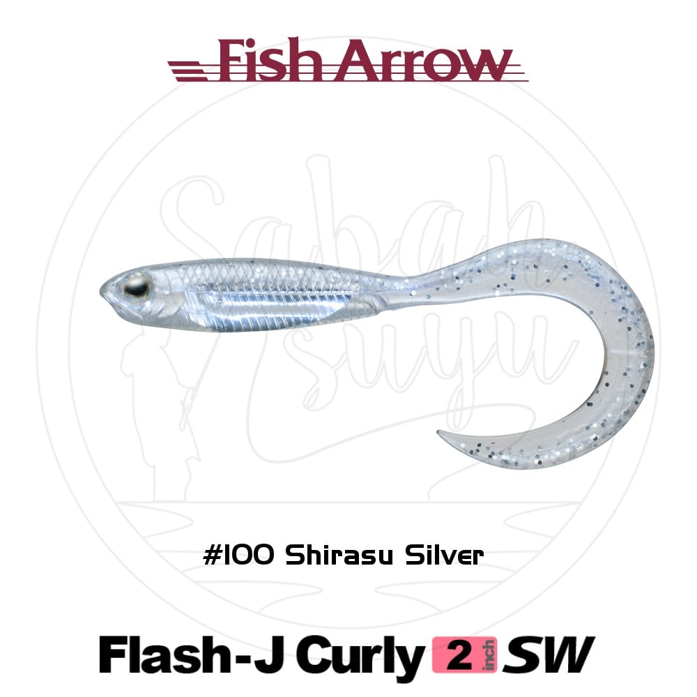 Fish Arrow Flash J Curly 5cm SW #100 Shirasu Silver Silikon Balık (5 Adet)