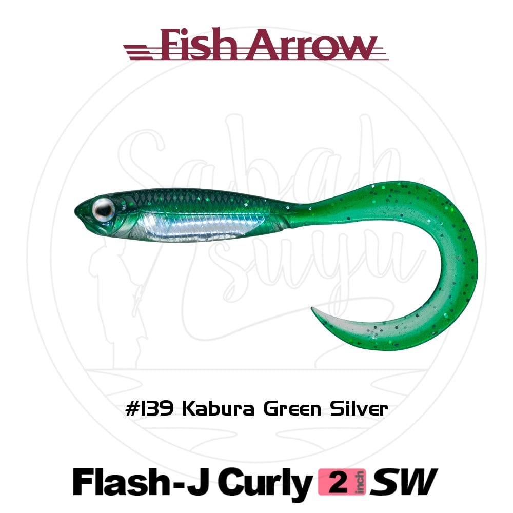 Fish Arrow Flash J Curly 5cm SW #139 Kabura Green Silver Silikon Balık (5 Adet)