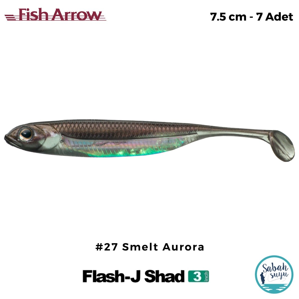 Fish Arrow Flash J Shad 7.5cm (3'') #27 Smelt Aurora Silikon Balık (7 Adet)