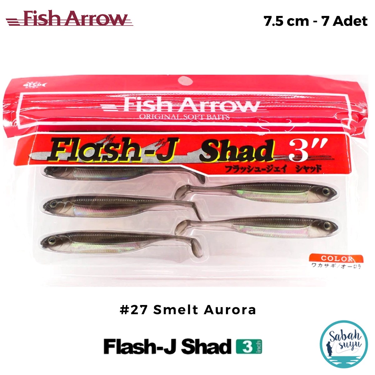 Fish Arrow Flash J Shad 7.5cm (3'') #27 Smelt Aurora Silikon Balık (7 Adet)