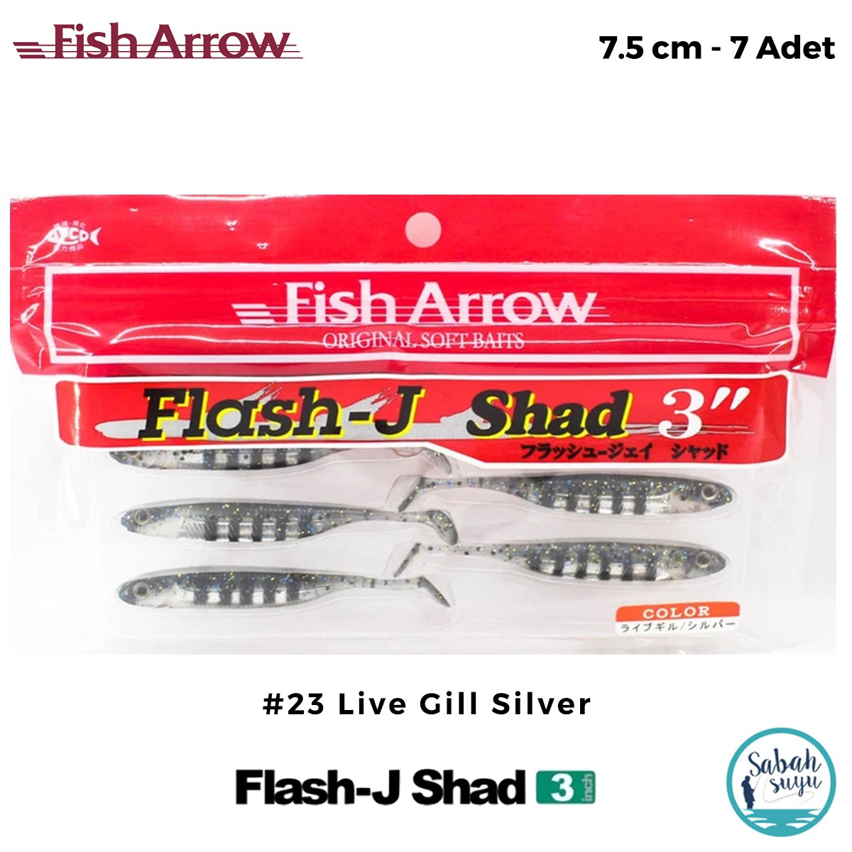 Fish Arrow Flash J Shad 7.5cm (3'') #23 Live Gill Silver Silikon Balık (7 Adet)