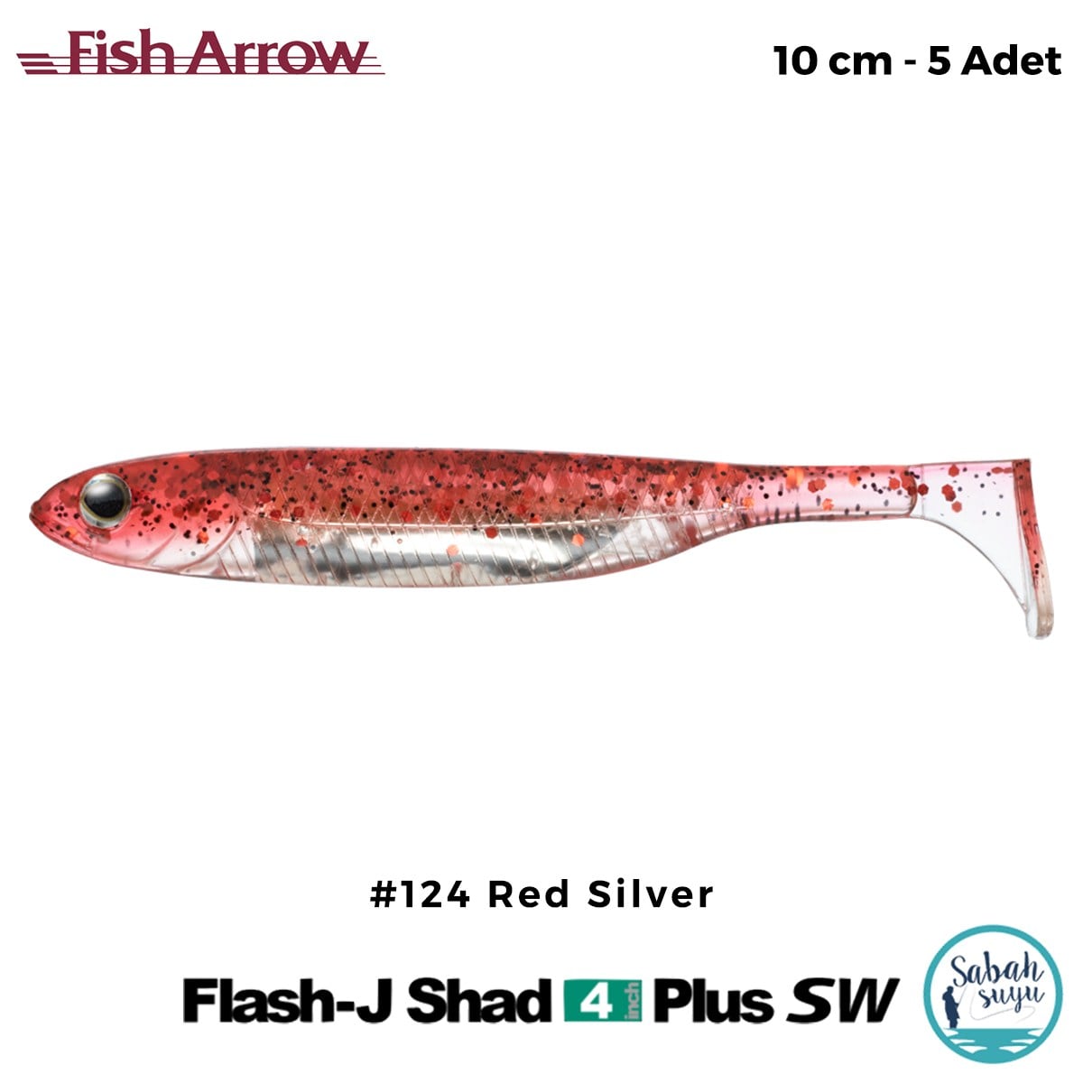 Fish Arrow Flash J Shad Plus SW 10cm (4'') #124 Red Silver Silikon Balık (5 Adet)