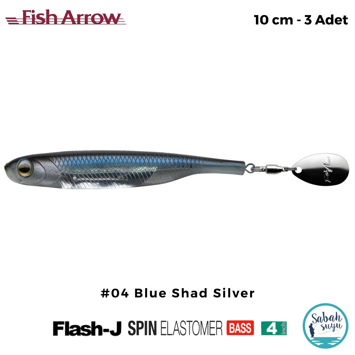 Fish Arrow Flash J Spin Elastomer 10cm (4'') #04 Blue Shad Silver Silikon Balık (3 Adet)