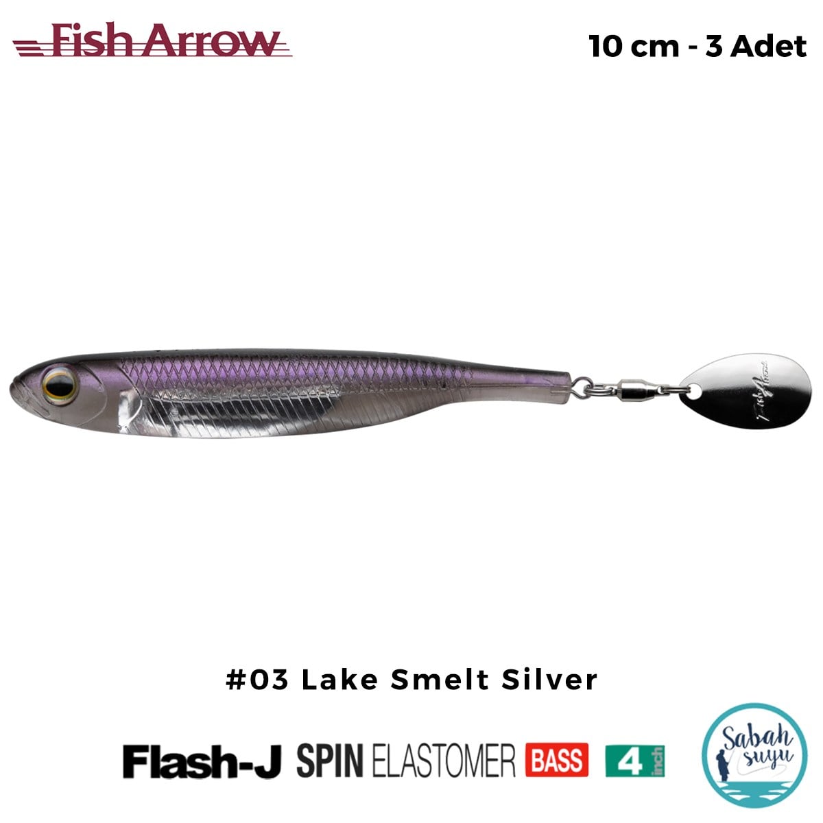 Fish Arrow Flash J Spin Elastomer 10cm (4'') #03 Lake Smelt Silver Silikon Balık (3 Adet)