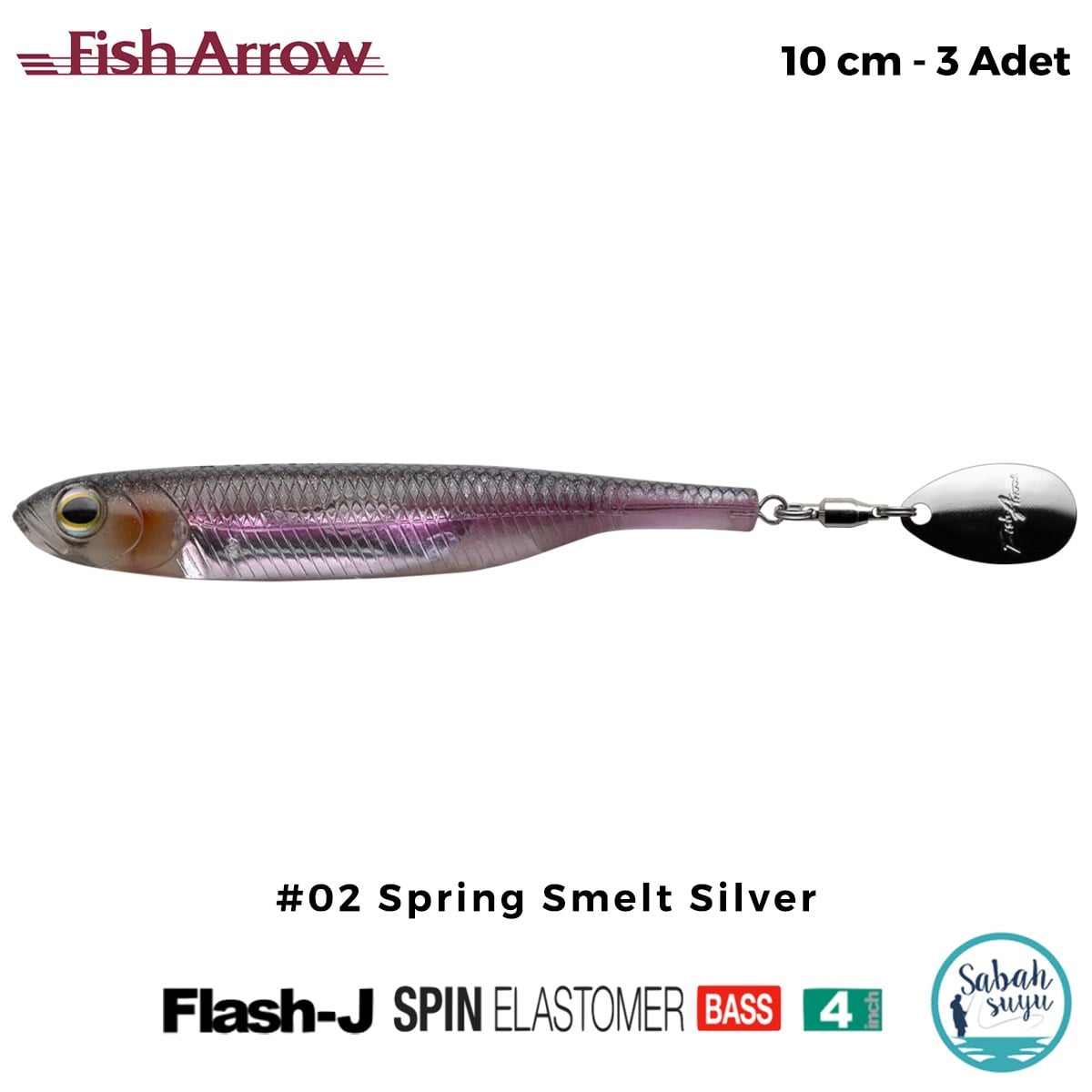 Fish Arrow Flash J Spin Elastomer 10cm (4'') #02 Spring Smelt Silver Silikon Balık (3 Adet)