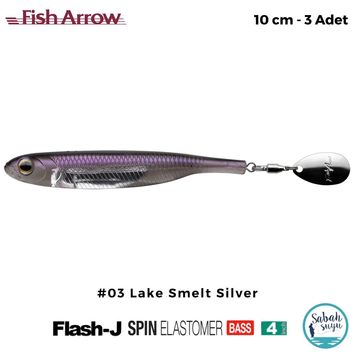 Fish Arrow Flash J Spin Elastomer 10cm (4'') #03 Lake Smelt Silver Silikon Balık (3 Adet)