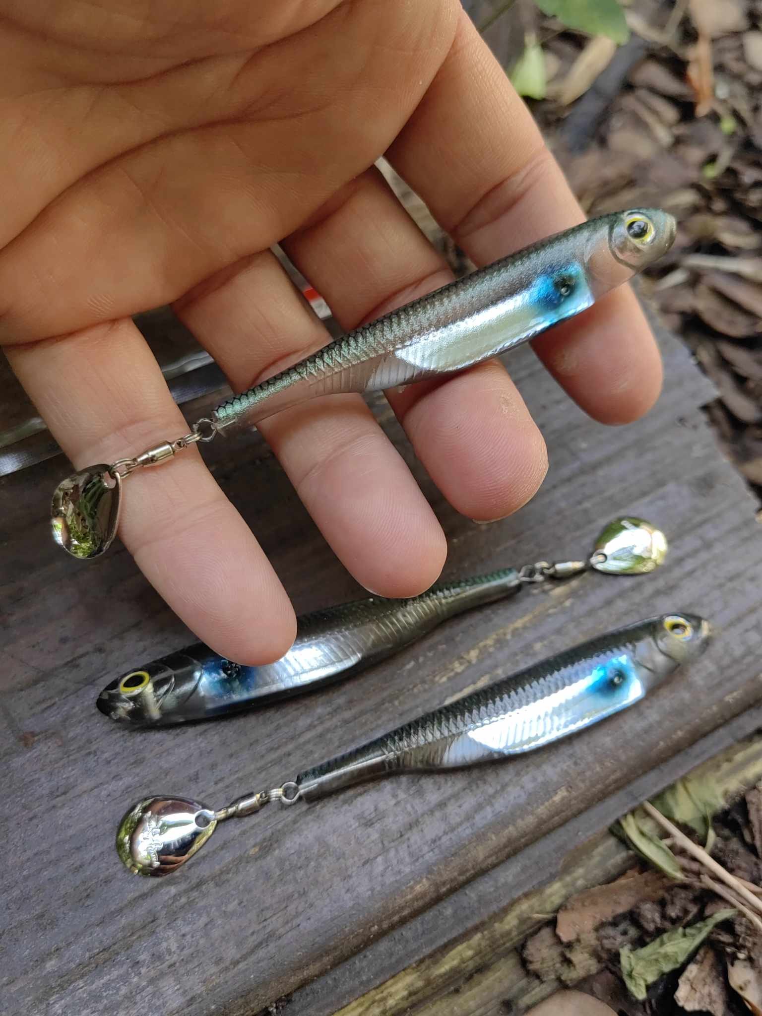 Fish Arrow Flash J Spin Elastomer SW 10cm (4'') #102 Blue Spot Silver Silikon Balık (3 Adet)