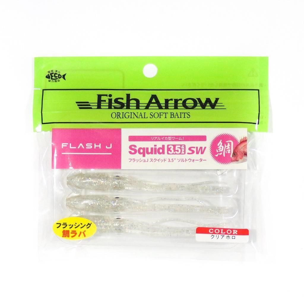 Fish Arrow Flash J Squid 9cm SW #01 Clear Holo Silikon Kalamar (5 Adet)