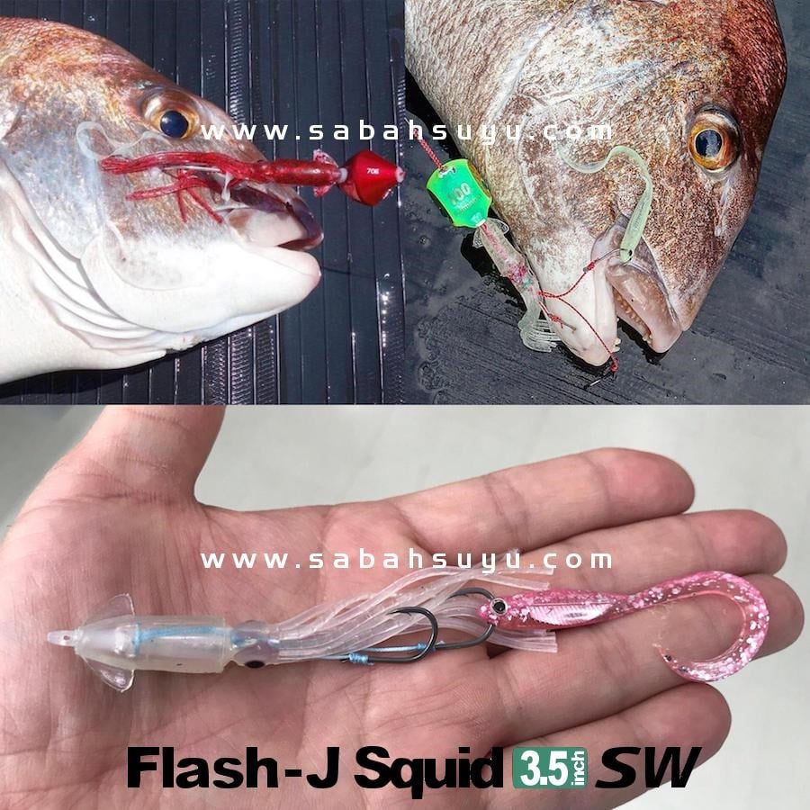 Fish Arrow Flash J Squid 9cm SW #02 Kabura Green Silikon Kalamar (5 Adet)
