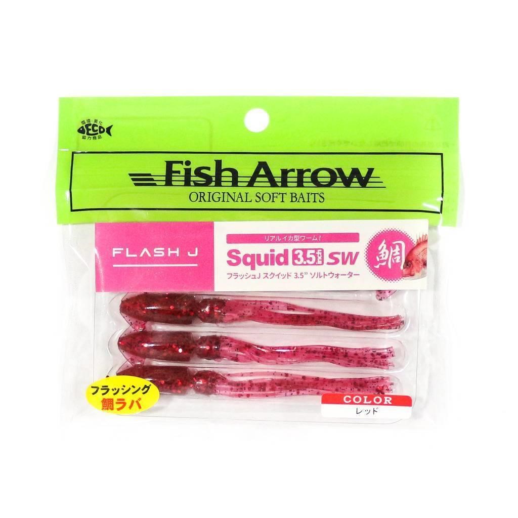 Fish Arrow Flash J Squid 9cm SW #03 Red Silikon Kalamar (5 Adet)