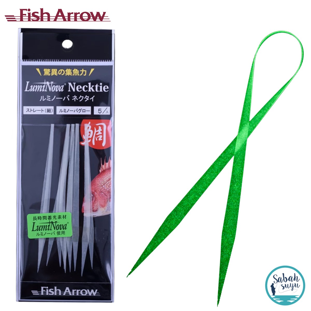 Fish Arrow LumiNova Straight Necktie Green Glow (5 Adet)