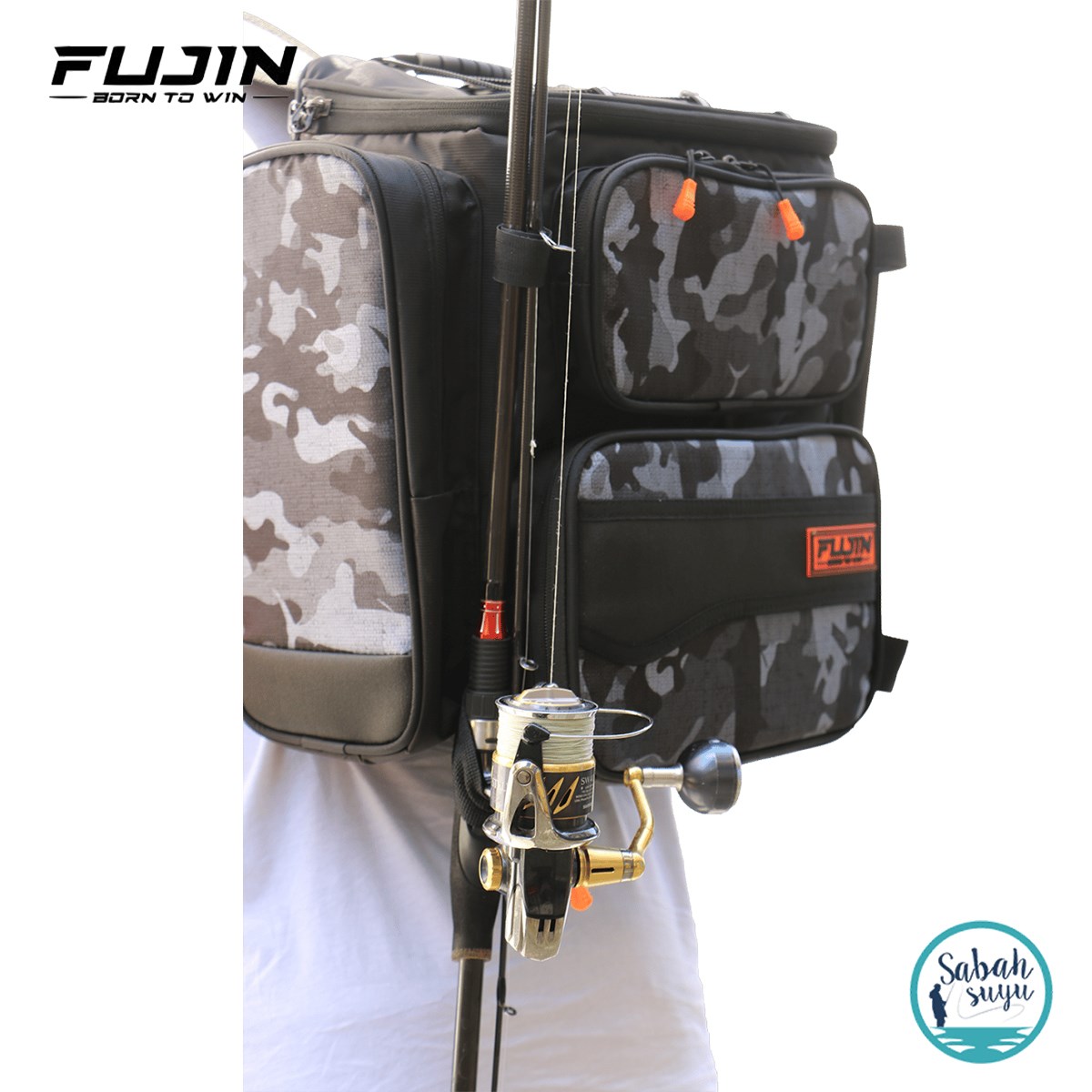 Fujin Black Camo Back Pack - Balıkçı Sırt Çantası
