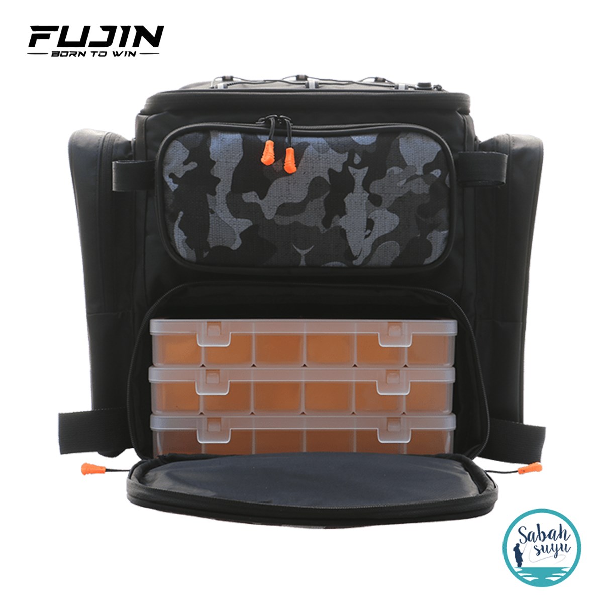 Fujin Black Camo Back Pack - Balıkçı Sırt Çantası