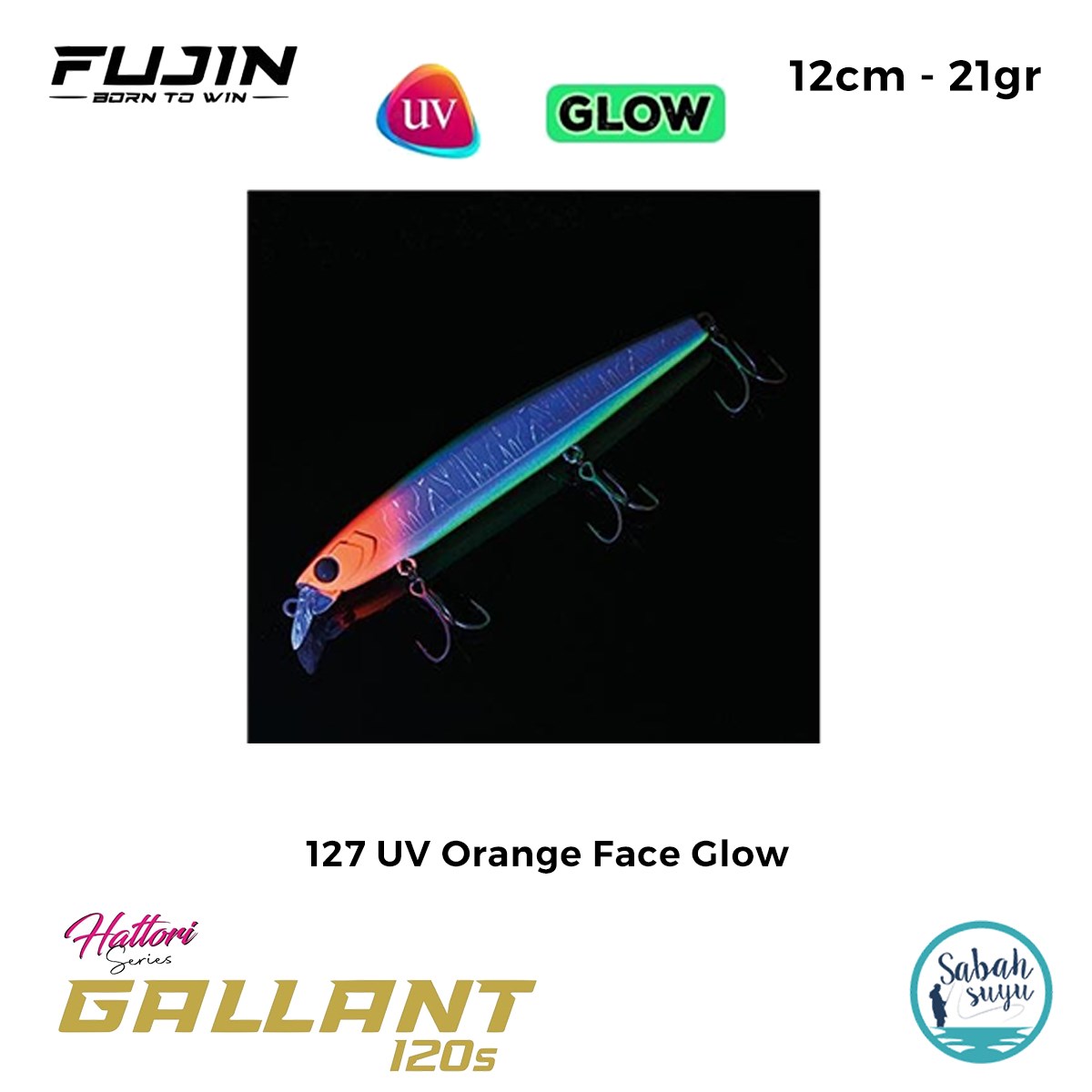 Fujin Gallant 120S 12cm 21gr Maket Balık 127 UV Orange Face Glow
