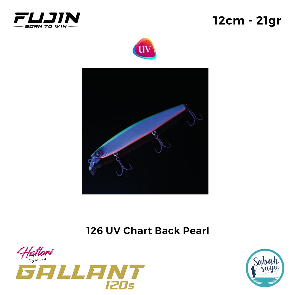Fujin Gallant 120S 12cm 21gr Maket Balık 126 UV Chart Back Pearl