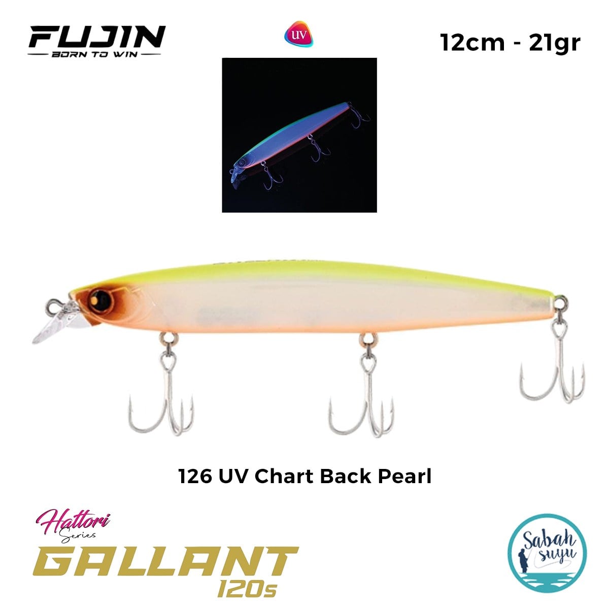 Fujin Gallant 120S 12cm 21gr Maket Balık 126 UV Chart Back Pearl