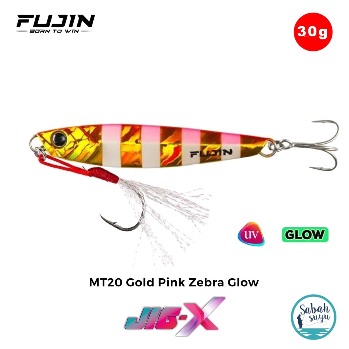 Fujin Jig-X 30gr 7cm Jig Yem MT20 Gold Pink Zebra Glow