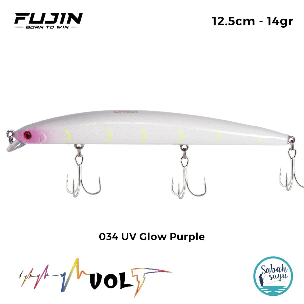 Fujin Volt VL125S 12.5cm 14gr Maket Balık 034 UV Glow Purple