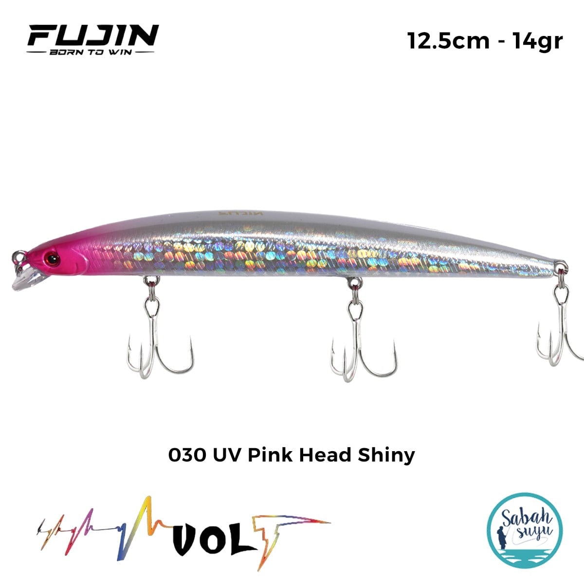 Fujin Volt VL125S 12.5cm 14gr Maket Balık 030 UV Pink Head Shiny
