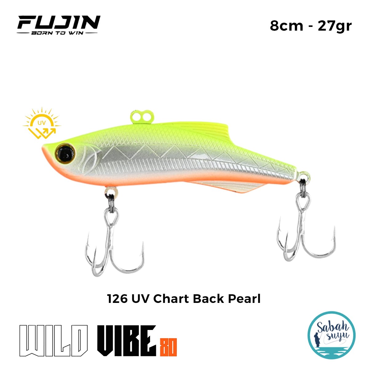 Fujin Wild Vibe 8cm 27gr Vibrasyon Suni Yem 126 UV Chart Back Pearl
