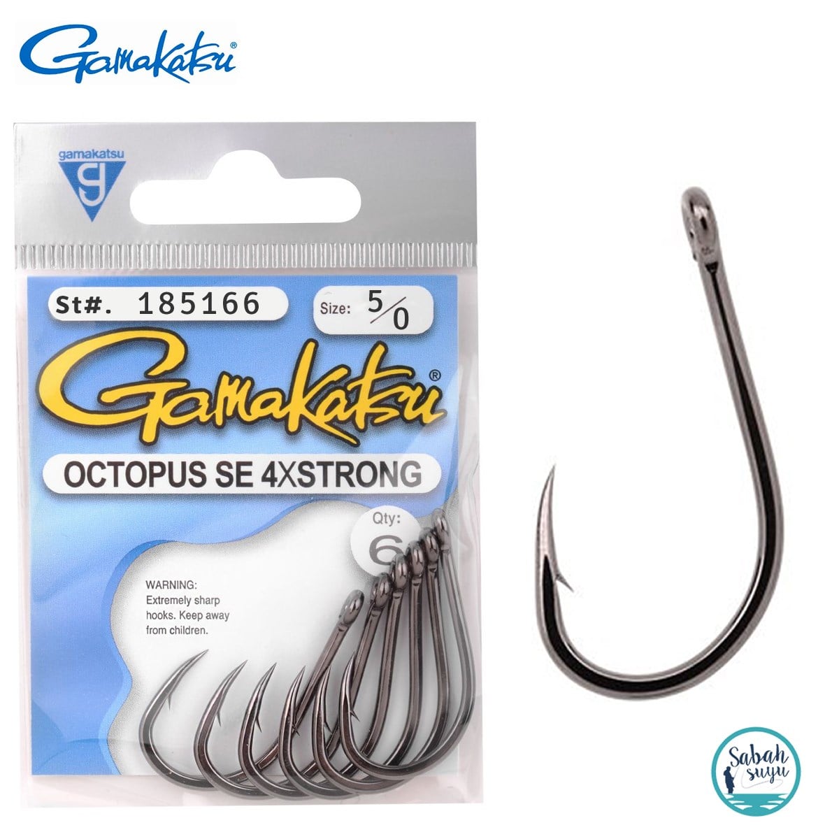 Gamakatsu Octopus SE 4X STR #5/0 Olta İğnesi Siyah (6 Adet)