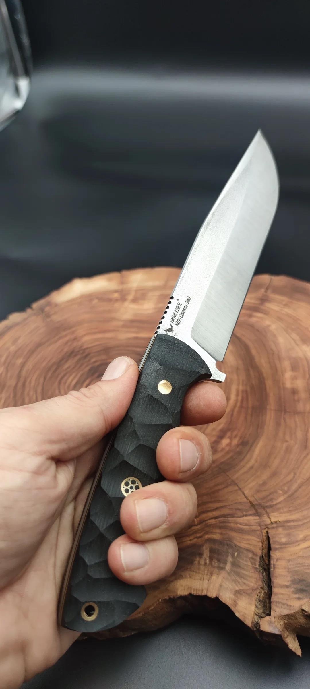 Hawk Knife N690 P/Ç DP Avcı Bıçak 27cm 4.2mm + Deri Kılıf