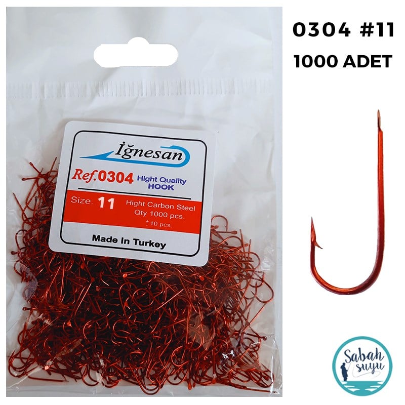 İğnesan 0304 Düz Çapari İğnesi #11 Kırmızı (1000 Adet)