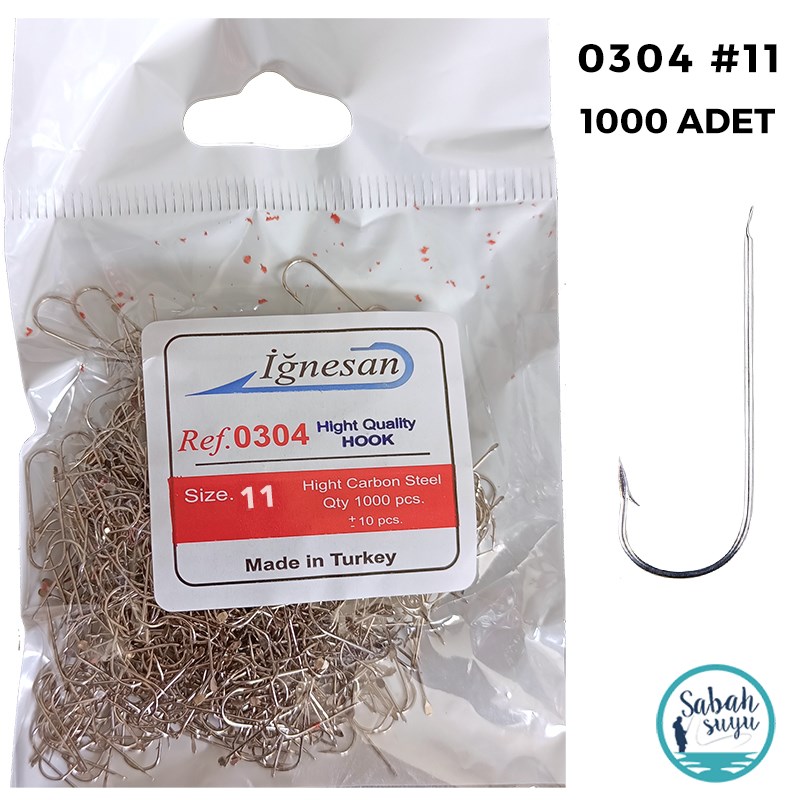 İğnesan 0304 Düz Çapari İğnesi #11 Nikel (1000 Adet)
