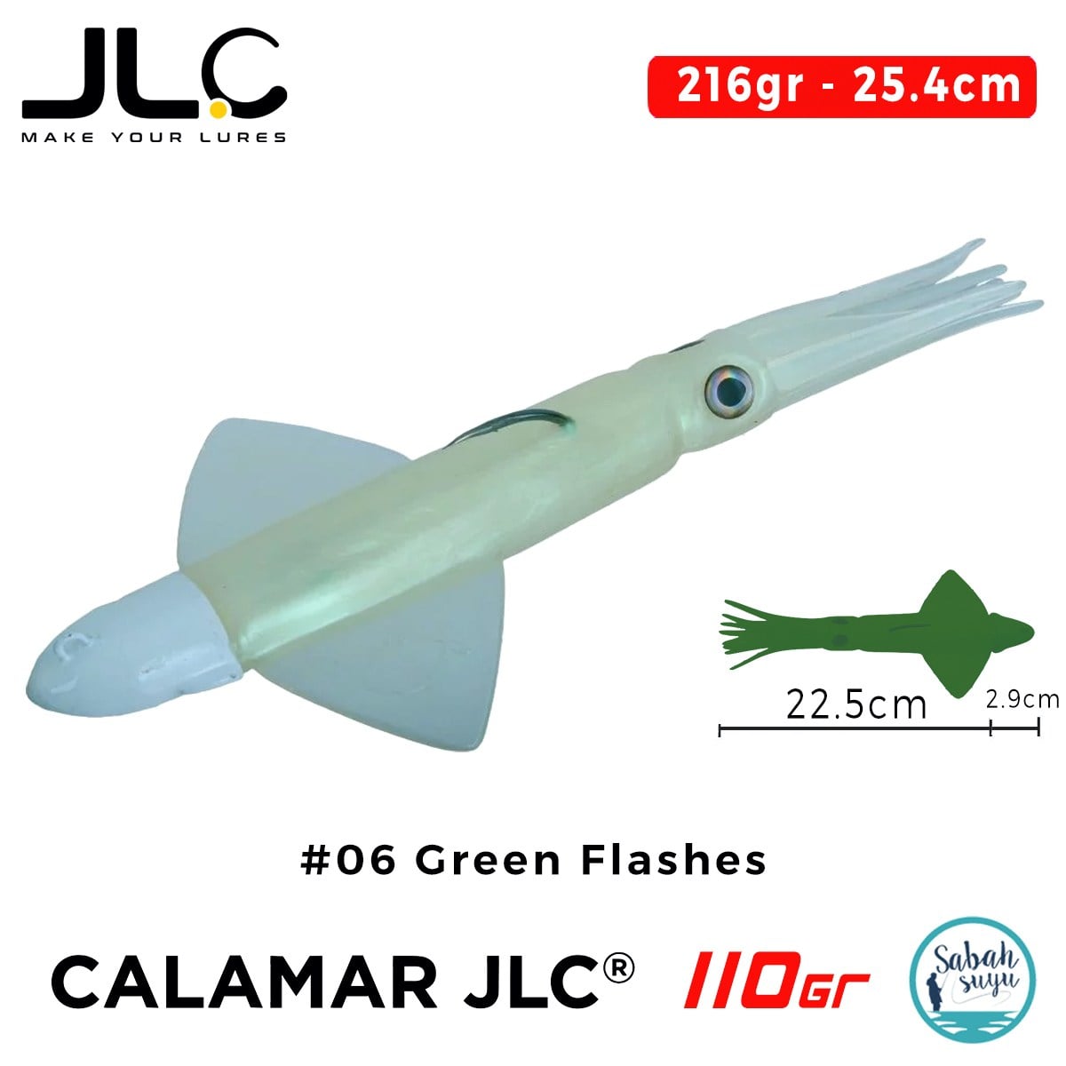 JLC Calamar 110 Set 25.4cm 216gr #06 Green Flashes Silikon Kalamar