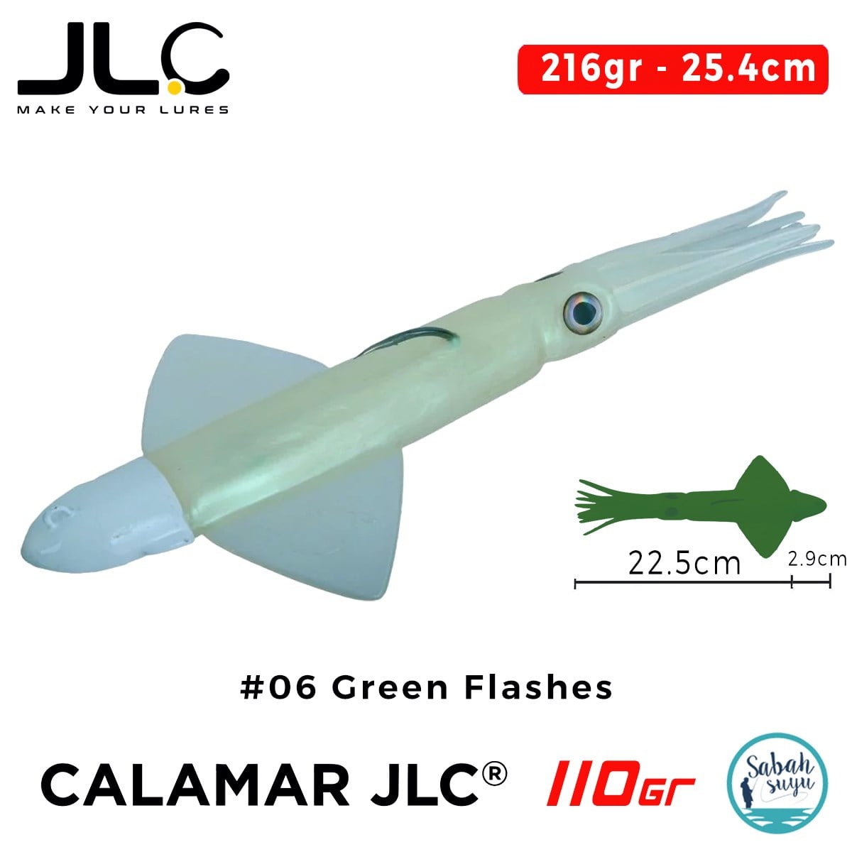 JLC Calamar 110 Set 25.4cm 216gr #06 Green Flashes Silikon Kalamar
