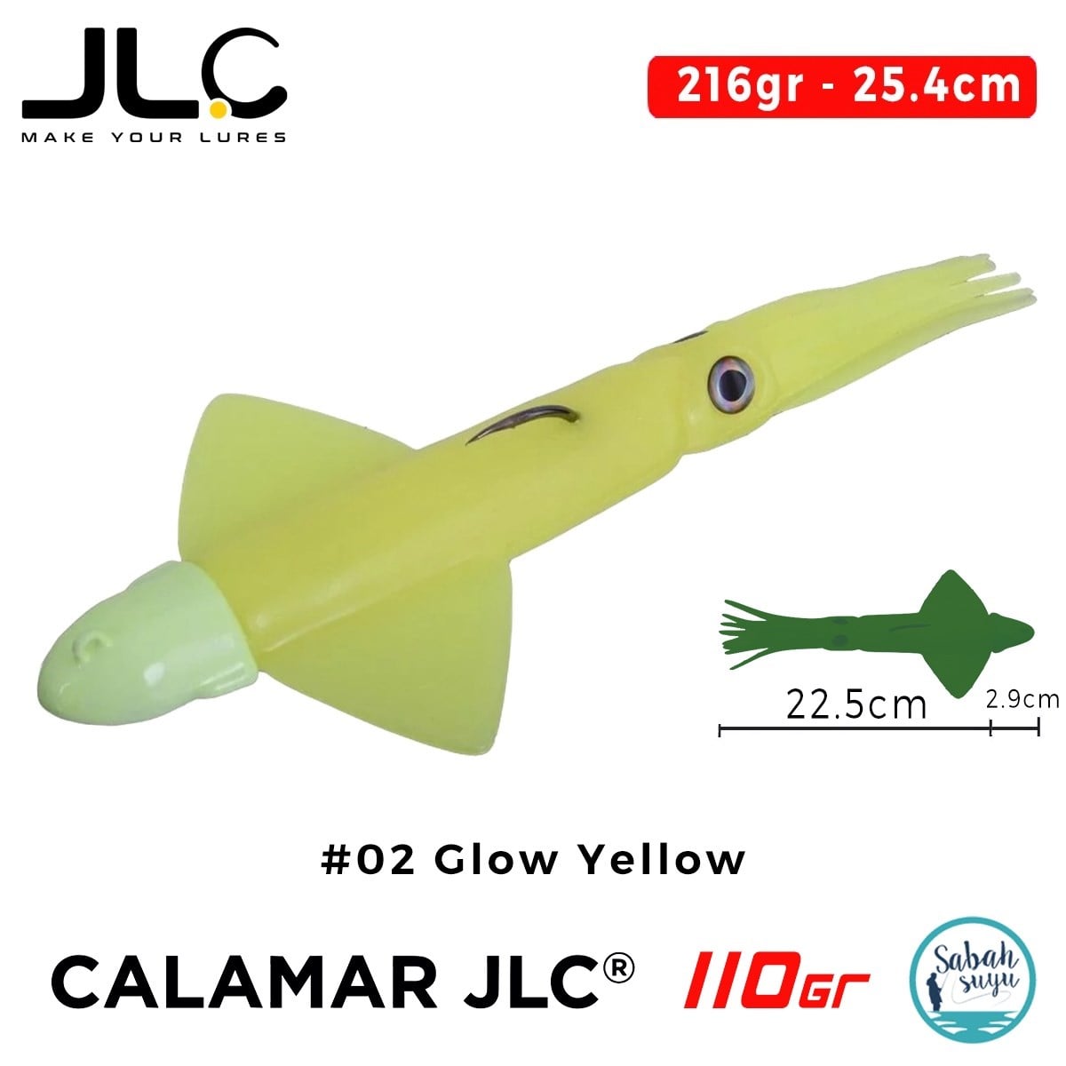JLC Calamar 110 Set 25.4cm 216gr #02 Glow Yellow Silikon Kalamar