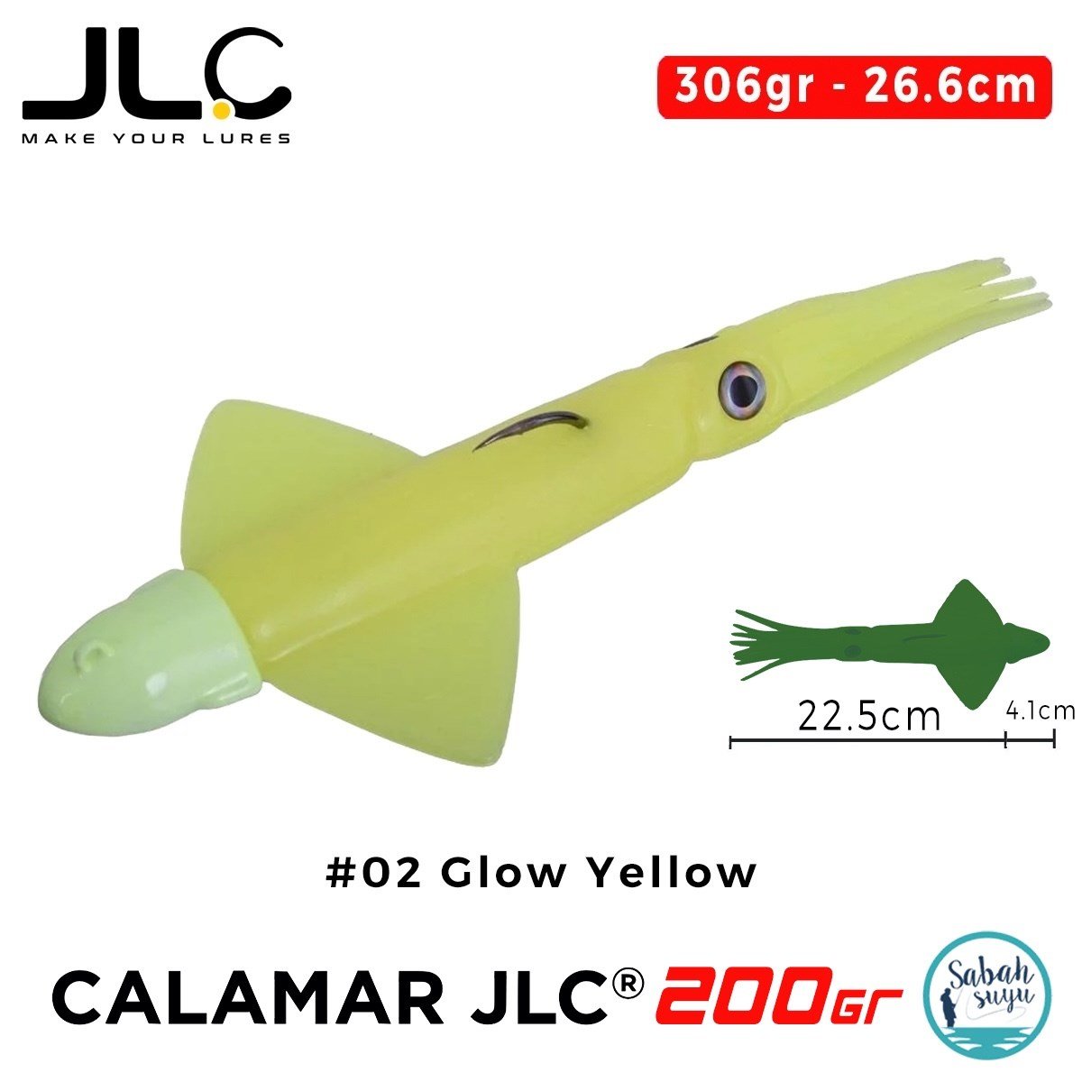 JLC Calamar 200 Set 26.6cm 306gr #02 Glow Yellow Silikon Kalamar