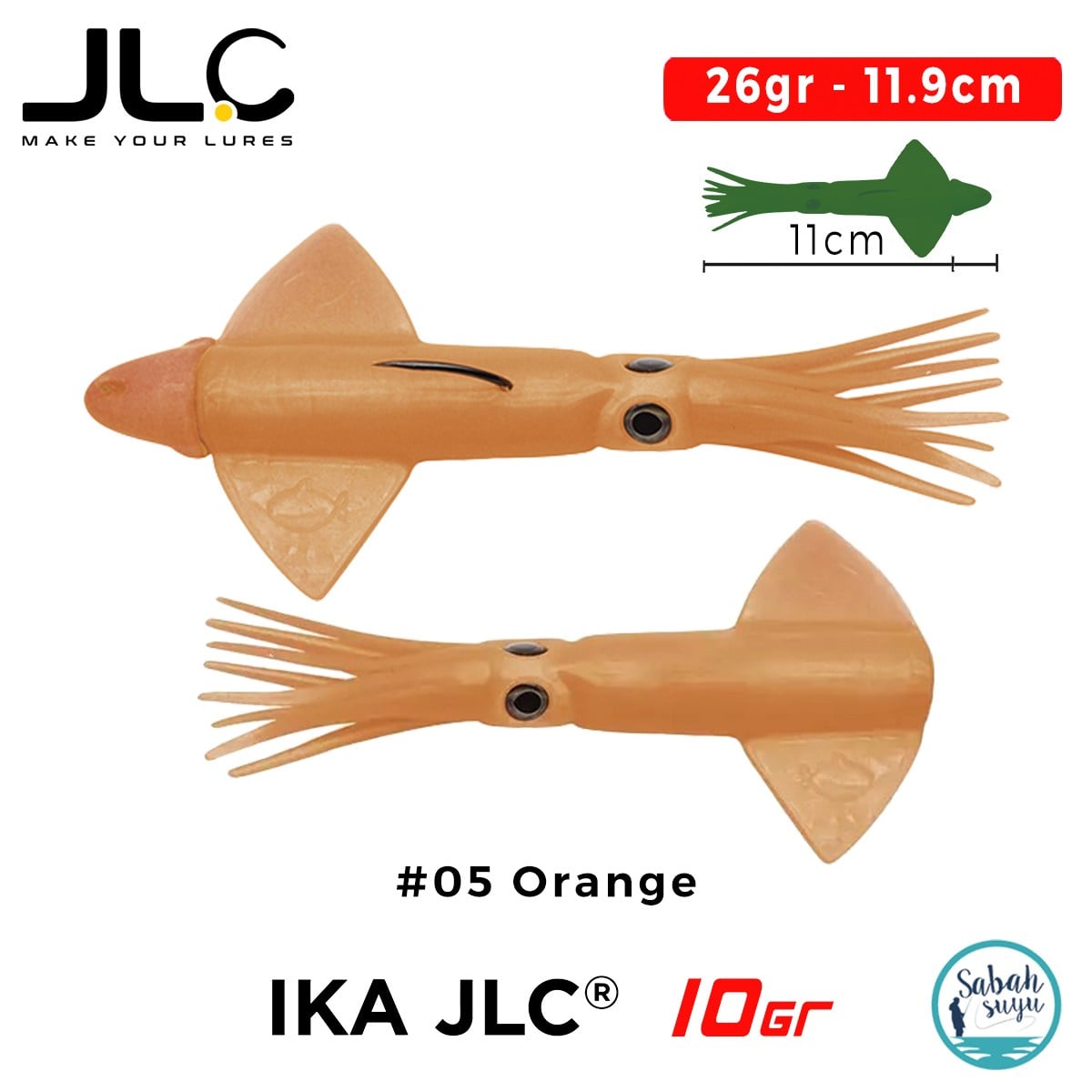 JLC IKA 10 Combo Set 26gr 11.9cm #05 Orange (2+1) Silikon Kalamar