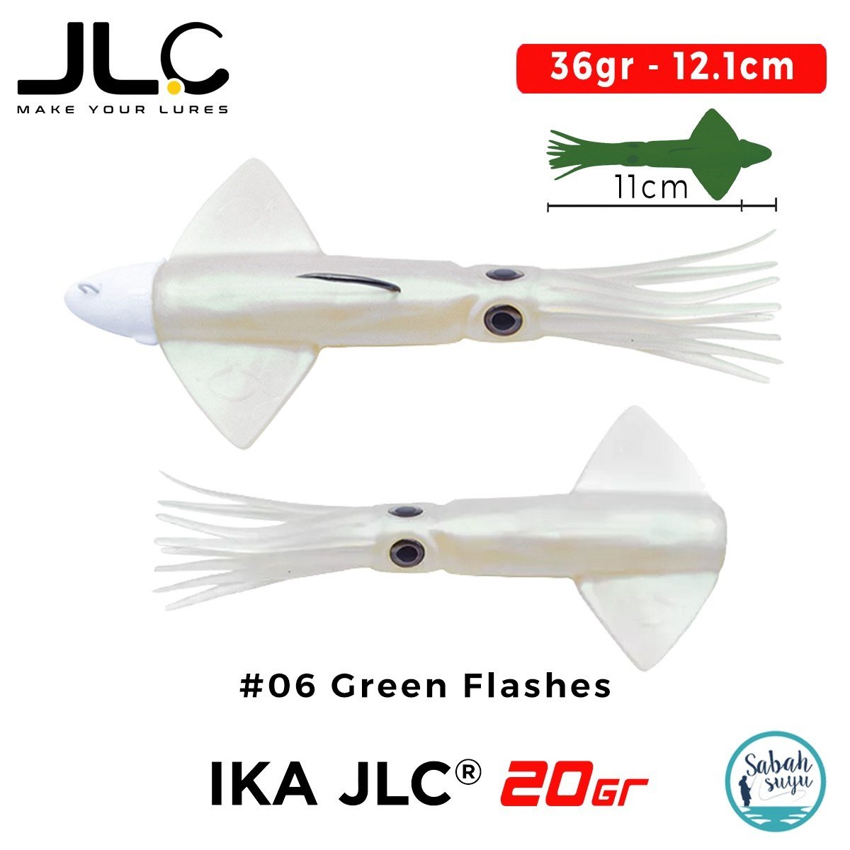 JLC IKA 20 Combo Set 36gr 12.1cm #06 Green Flashes (2+1) Silikon Kalamar