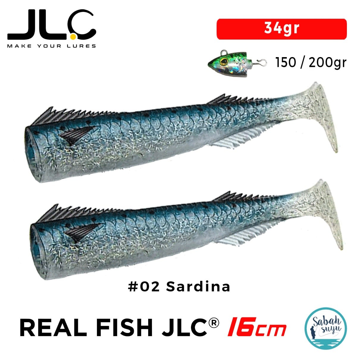 JLC Real Fish 16cm 34gr #02 Sardina Silikon Kuyruk (2 Adet)