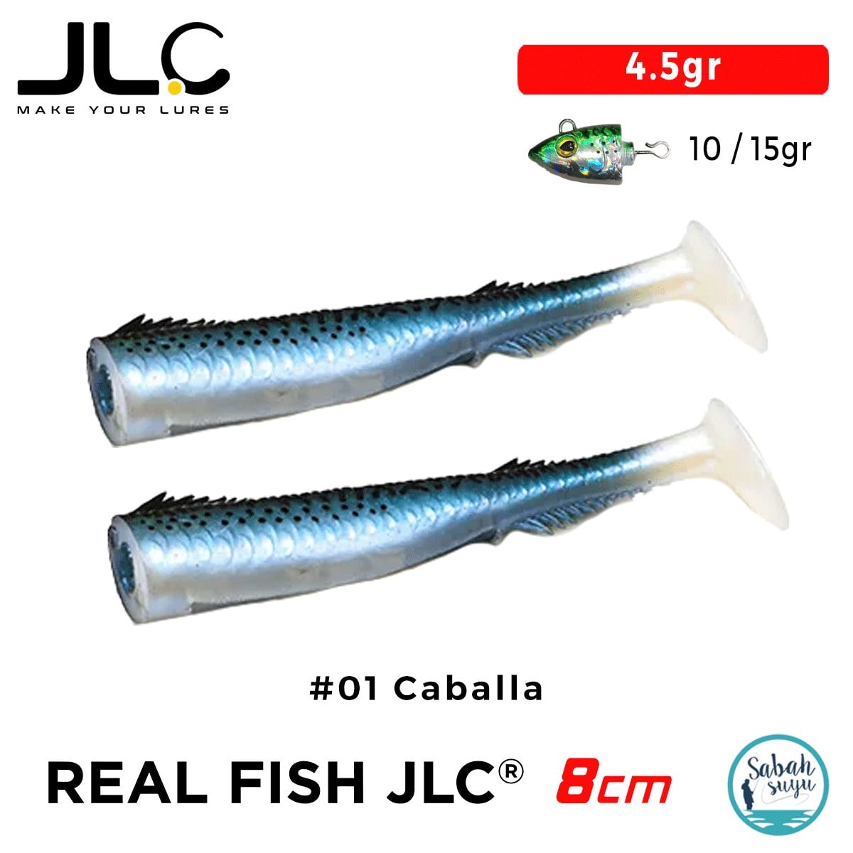 JLC Real Fish 8cm 4.5gr #01 Caballa Silikon Kuyruk (2 Adet)