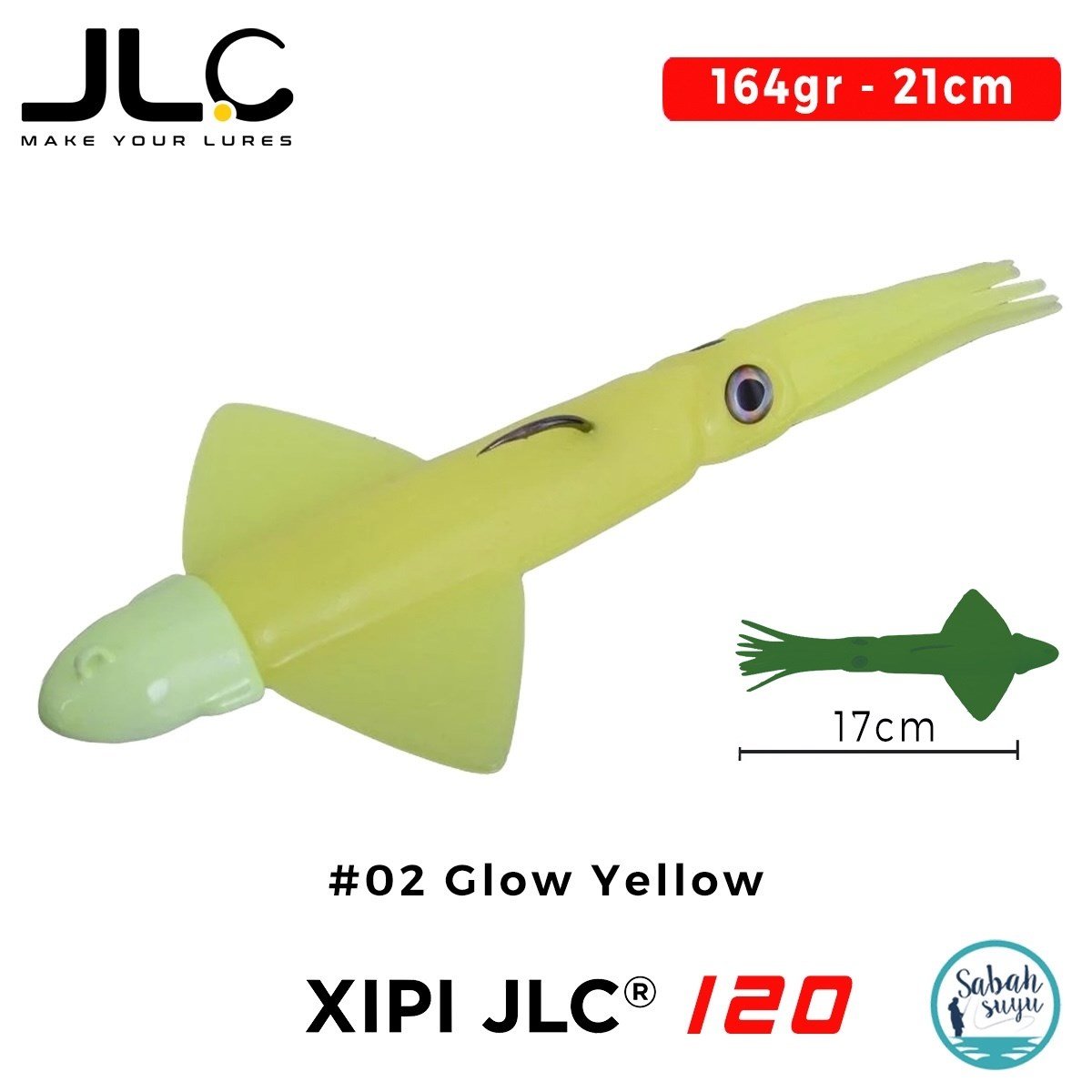 JLC Xipi 120 Set 164gr 21cm #02 Glow Yellow Silikon Kalamar