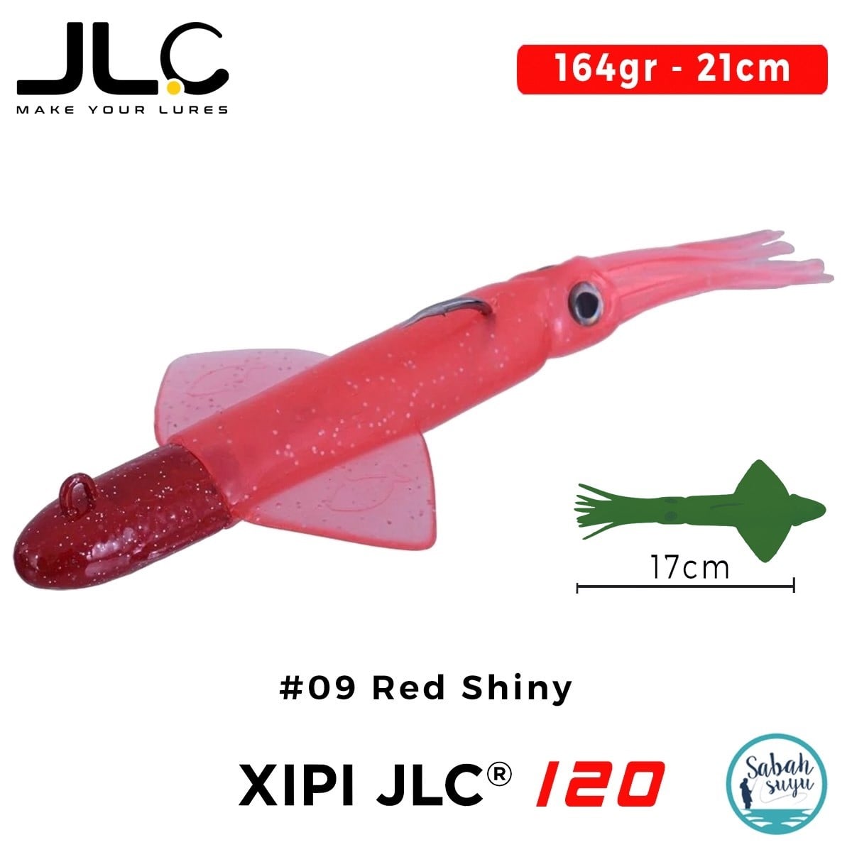 JLC Xipi 120 Set 164gr 21cm #09 Red Shiny Silikon Kalamar
