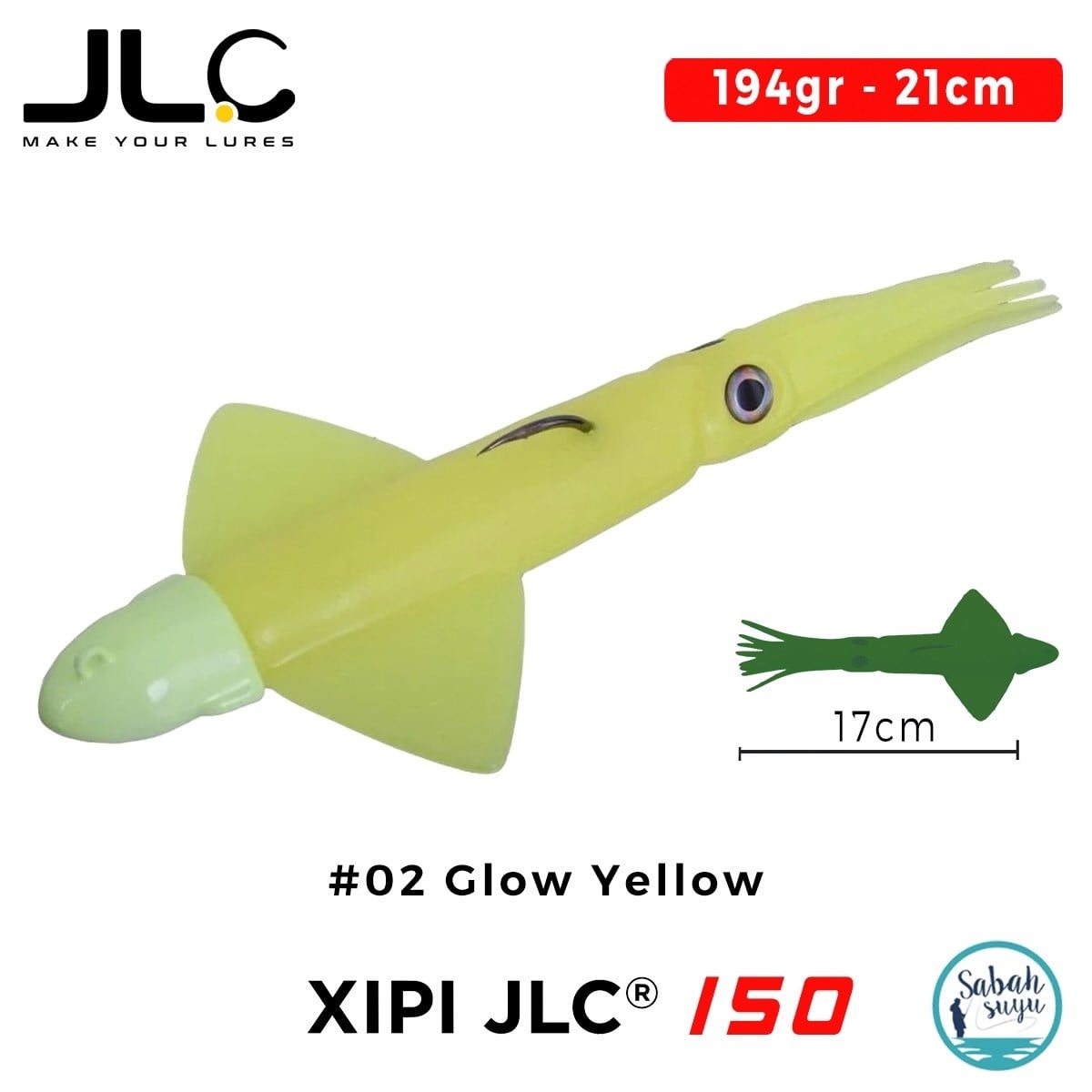 JLC Xipi 150 Set 194gr 21cm #02 Glow Yellow Silikon Kalamar