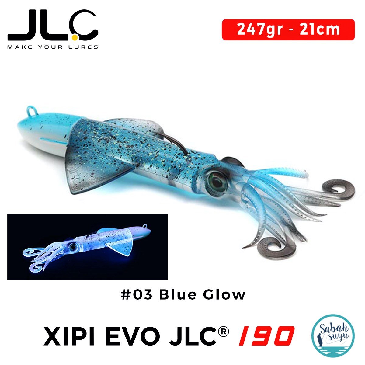 JLC Xipi Evo 190 Set 247gr 21cm #03 Blue Glow Silikon Kalamar