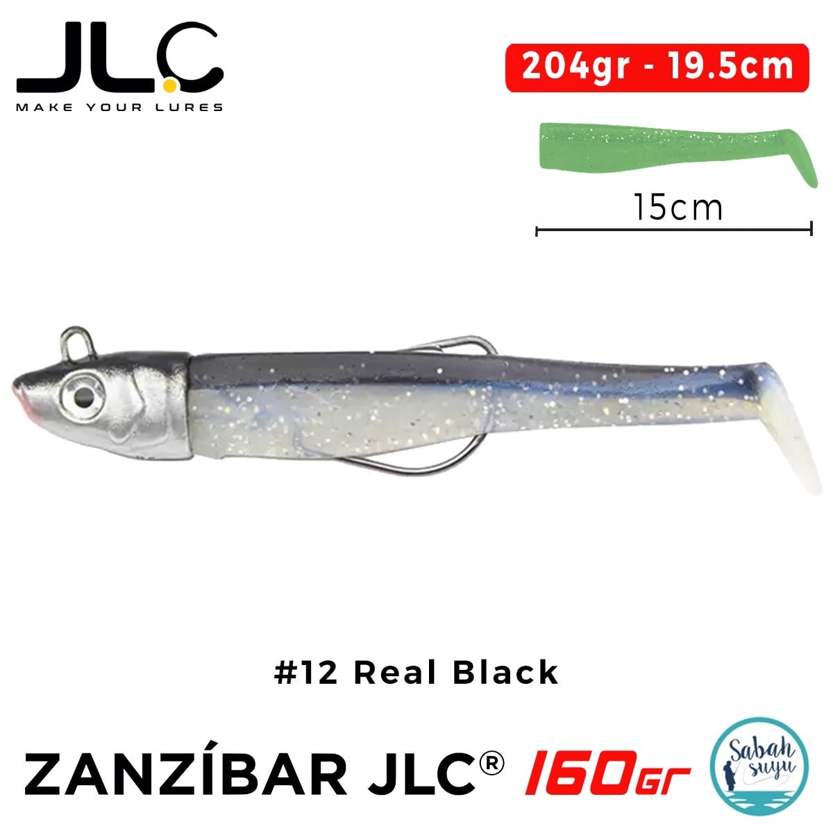 JLC Zanzibar 160 Set 204gr 19.5cm #12 Real Black Silikon Balık