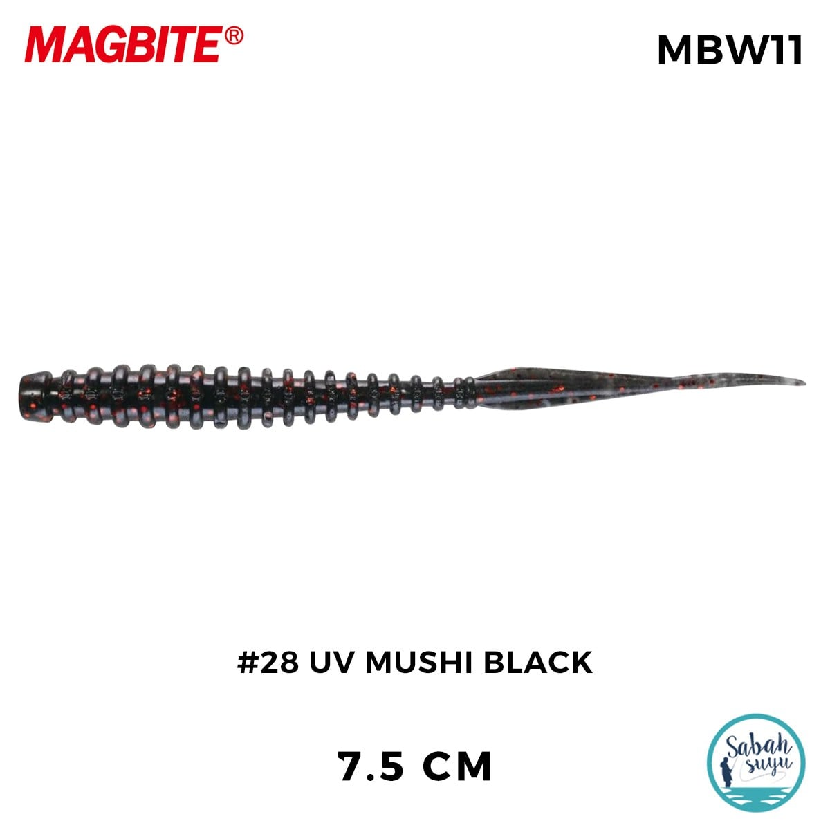 Magbite Tai Rubber Booty Boost 7.5cm #28 UV Mushi Black Kokulu Silikon Yem (6 Adet)