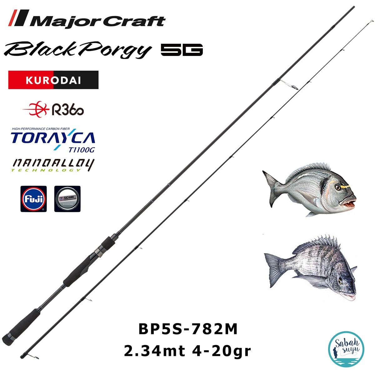 Major Craft 5G Black Porgy Kurodai BP5S-782M 2.34mt 4-20gr (2P) Light Spin Kamış