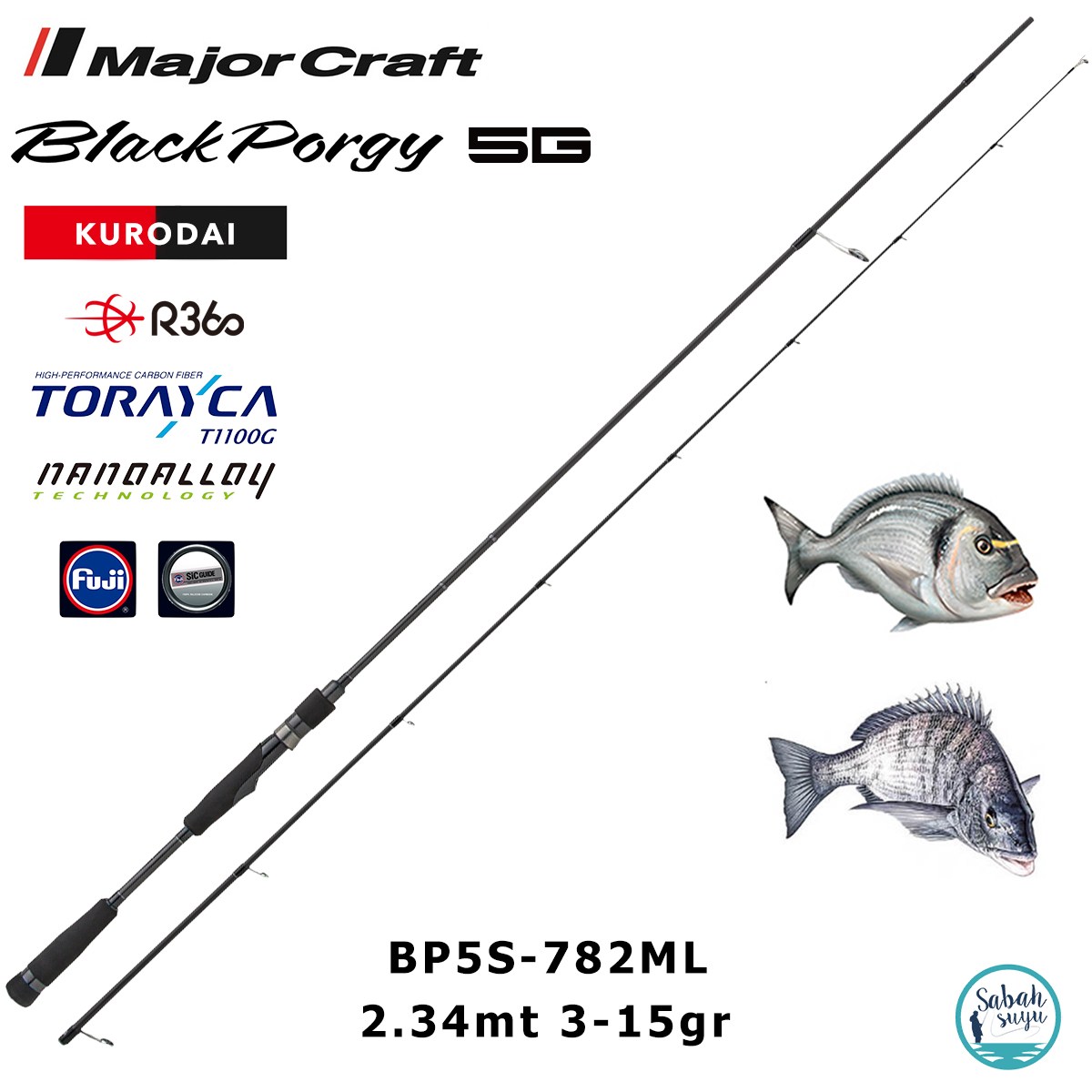 Major Craft 5G Black Porgy Kurodai BP5S-782ML 2.34mt 3-15gr (2P) Light Spin Kamış