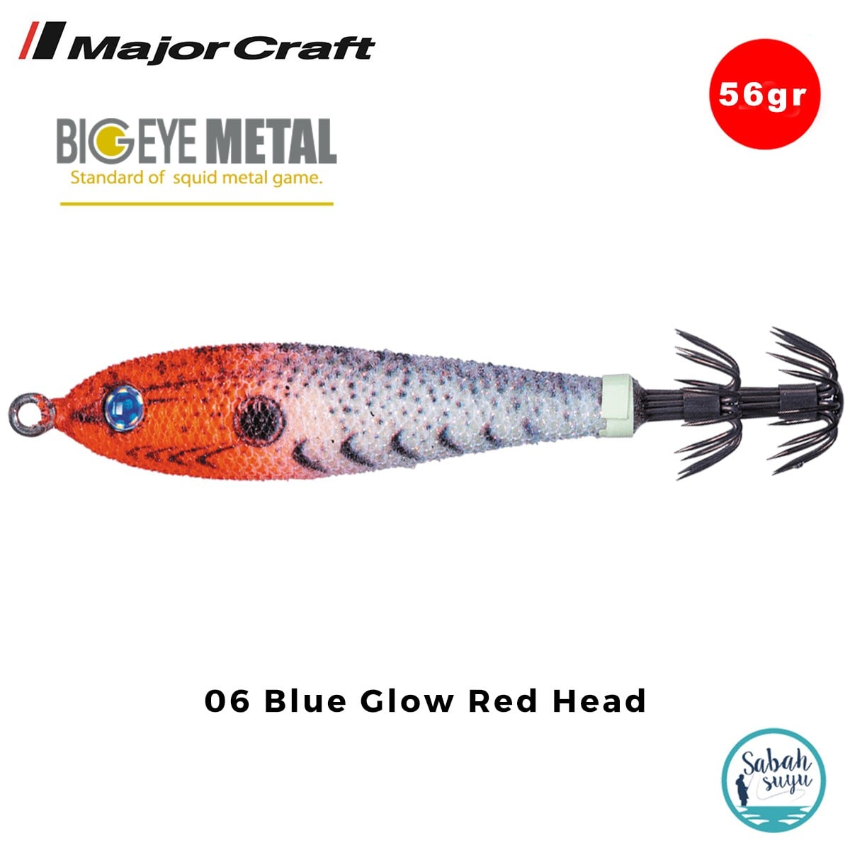 Major Craft Big Eye Metal Kalamar Zokası 56gr BEM-15 #06 Blue Glow Red Head