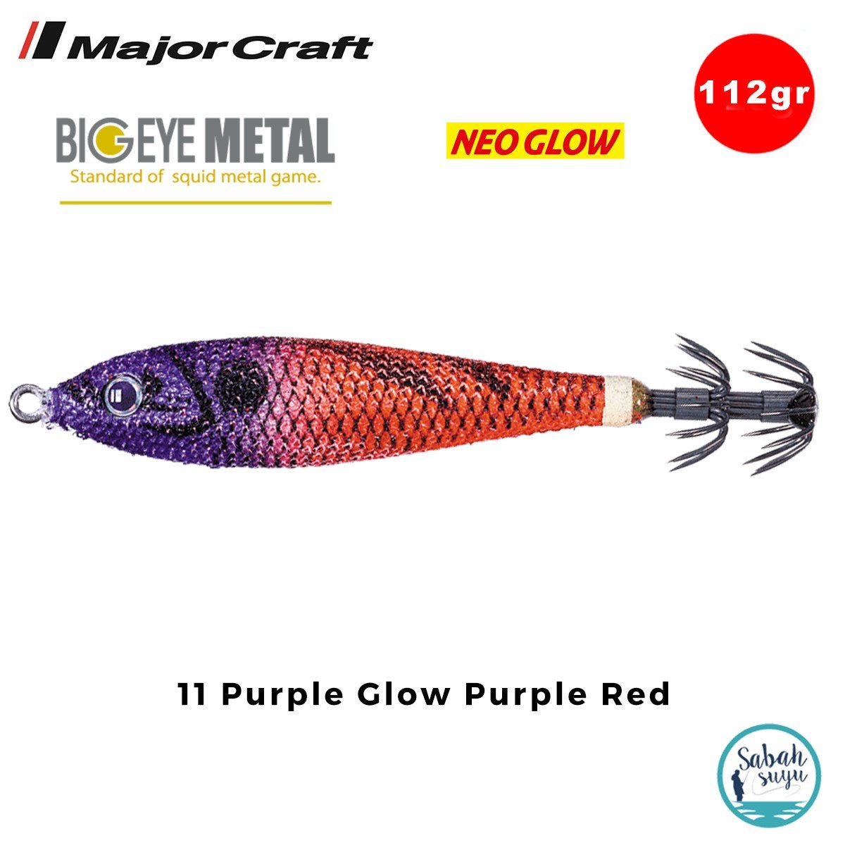 Major Craft Big Eye Metal Kalamar Zokası 112gr BEM-30 #11 Purple Glow Purple Red