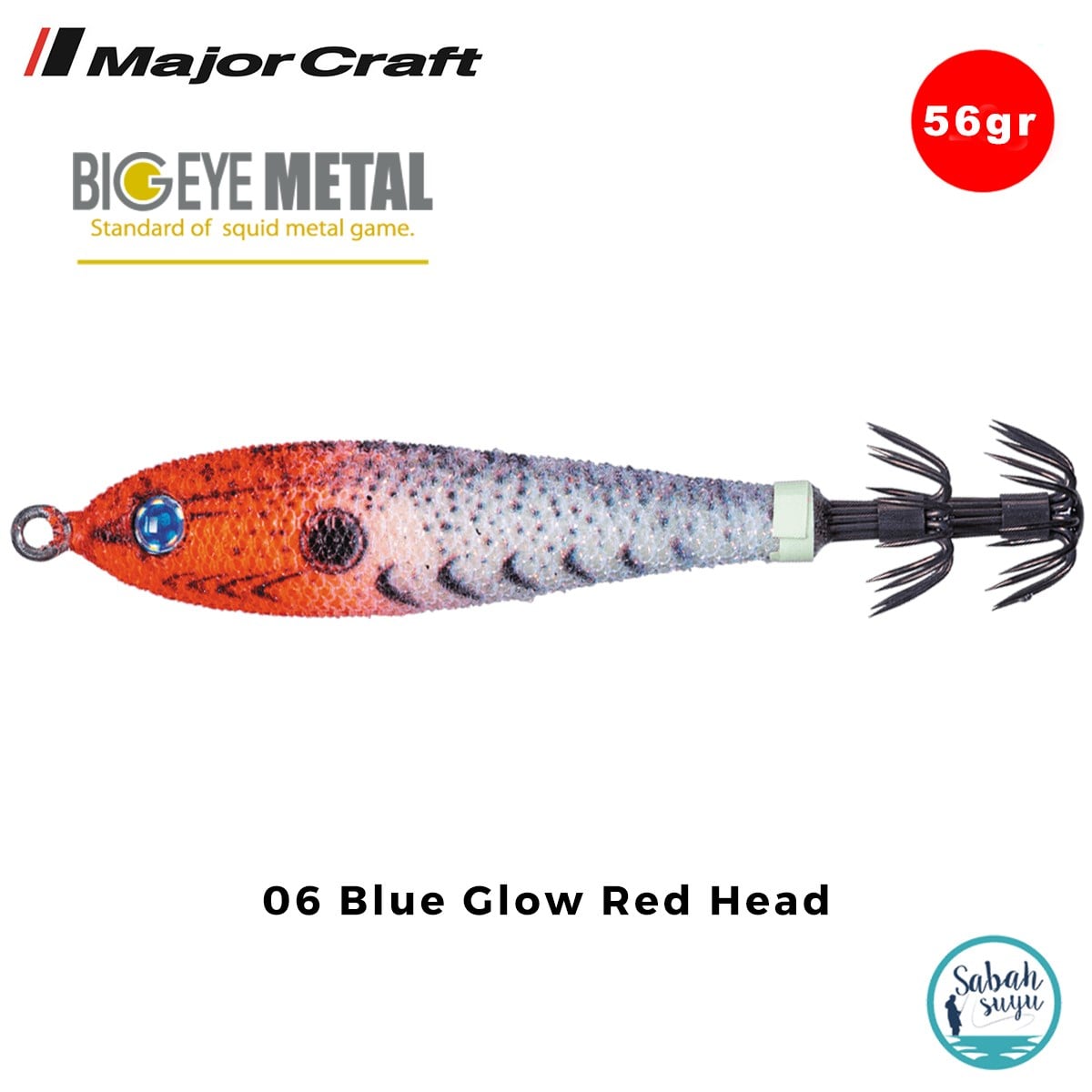 Major Craft Big Eye Metal Kalamar Zokası 56gr BEM-15 #06 Blue Glow Red Head